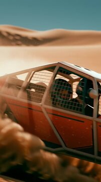 dune buggy racing through desert dunes