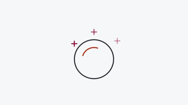 Animated flat idea spark icon in a minimal vector style, red and crimson on a bright light background. Smooth 4K seamless loop with the symbol isolated in the centre of the frame, leaving room for tex