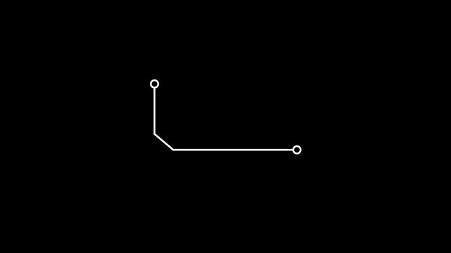 PCB circuit line vector graphic featuring connecting nodes for electronic technology digital network and microchip pathway design.Circuit board line icon with connected traces and nodes.