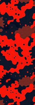 Dark orange camouflage fabric with geometric patterns, patterned design, || Dark orange camouflage