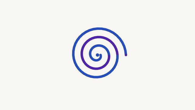 Animated flat spiral shape icon in a minimal vector style, blue and azure on a bright light background. Smooth 4K seamless loop with the symbol isolated in the centre of the frame, leaving room for te