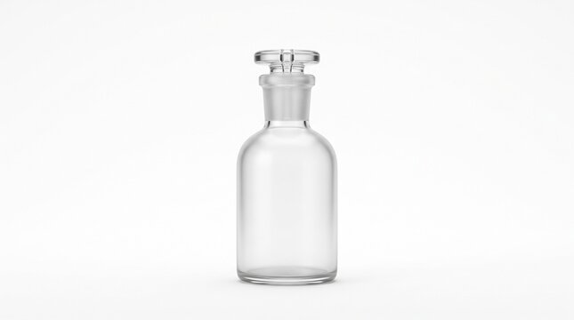 Glass density bottle with stopper in 3D style on white background
 