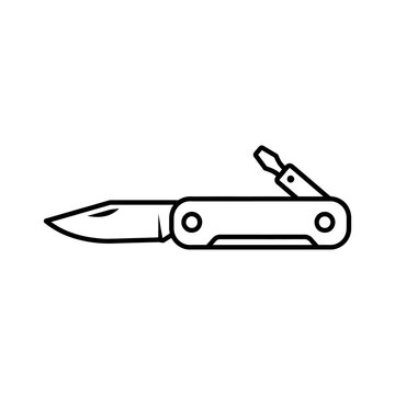 Minimalist outline icon of a versatile multi tool pocket knife.