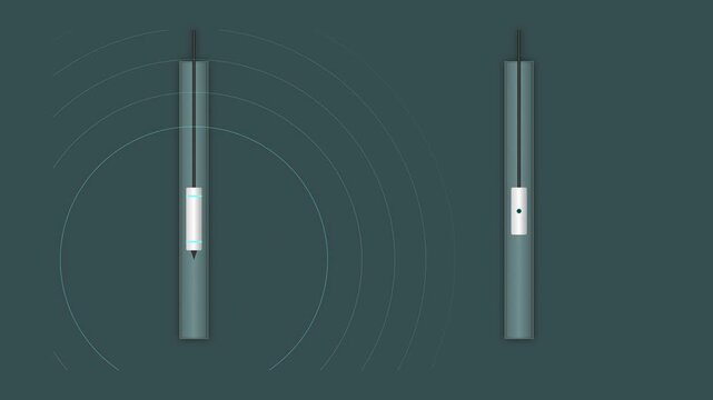 Cross-Hole Seismic Testing Sparker Source Engineering Animation with Cyan Acoustic Waves