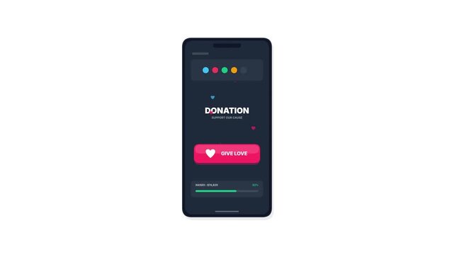 Dark Mode Charity Donation Mobile App UI Screen Animation