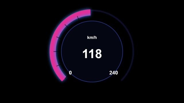 Digital speedometer gauge showing high speed in km h speed indicator speed