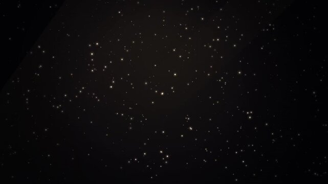 Floating gold dust particles moving slowly in dark atmosphere backdrop cinematic motion.