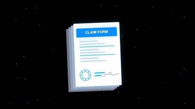 Stack of multiple digital claim form documents with signature document stack