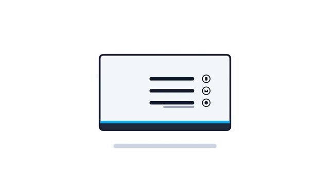 A minimalist graphic representation of a user interface card with menu lines and options.
