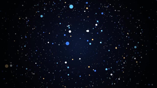 Abstract explosion of colorful glowing particles expanding in dark digital space design.