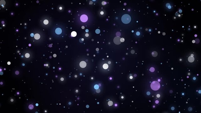 Abstract soft bokeh particles floating slowly against dark background motion design clip.