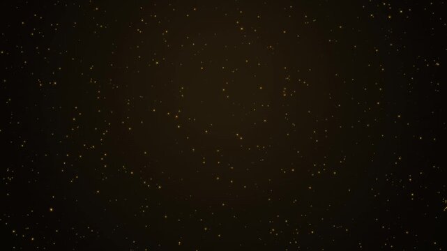 Floating golden particles drifting over dark brown background for luxury motion design.