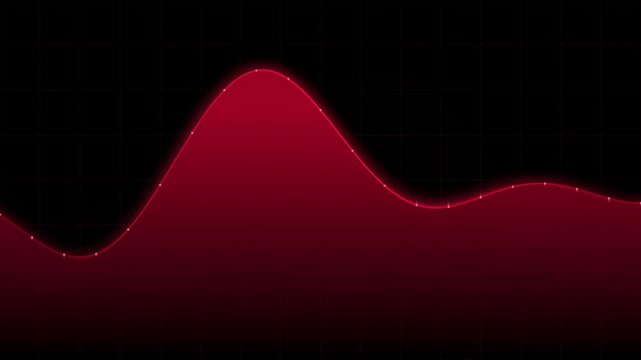 Animated red neon wave line with small glowing nodes on black background