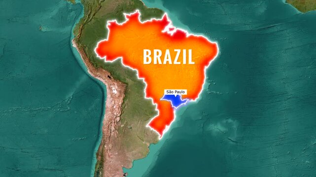 Brazil map animation highlighting Sao Paulo state motion video