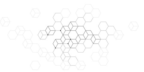 Fototapeta premium Luxury black and white honeycomb hexagon background with open hex lattice.