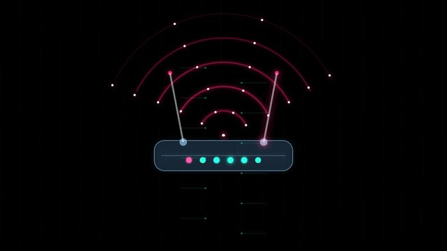 Wireless internet router icon showing active signal connection waves and data