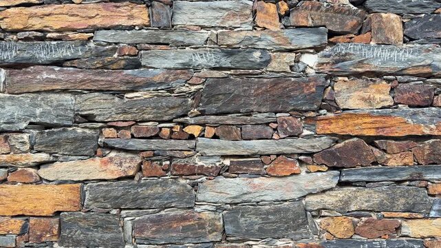 Patones rustic slate stone wall architecture from patones