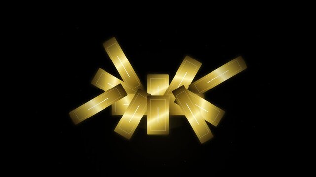 Golden Architectural Monolith Made of Radiant Metallic Vertical Forms