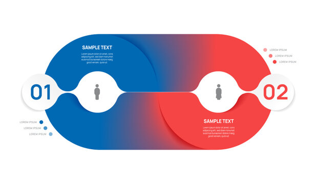 Venn diagram business infographic circle chart template 2 part options, presentation with Circular diagram elements.