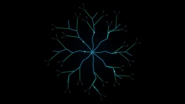 Bioluminescent Digital Roots Tech Bloom with Cyan Branching Light Lines