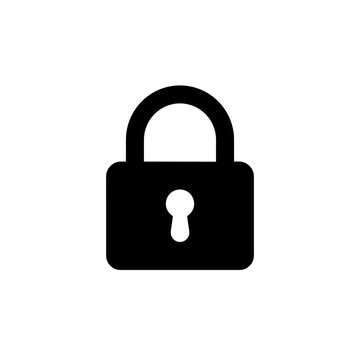 This is a simple black silhouette of a closed padlock icon. It represents security, lock, privacy, or protection.