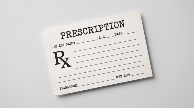 Medical prescription pad template with Rx symbol.