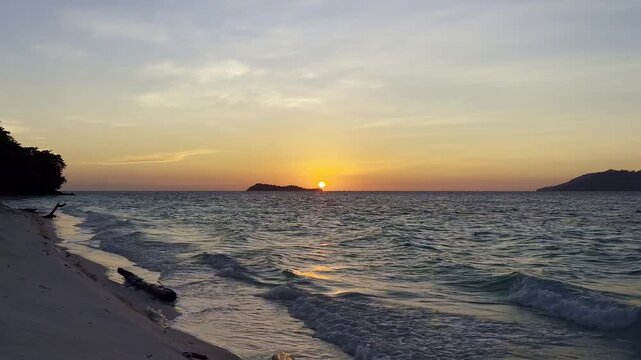 Stunning Sunset Over Tropical Island Beach