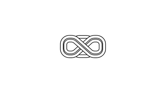 Infinity knot continuous loop triple line intertwined endless symbol line icon