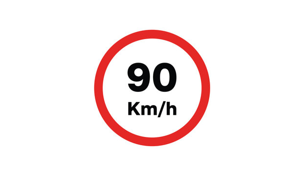 Standard red and white circular speed limit sign indicating a maximum speed of ninety kilometers per hour on the roads.