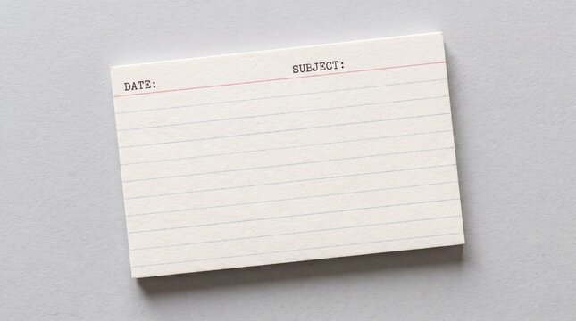 Index card stack on gray background office stationery.
