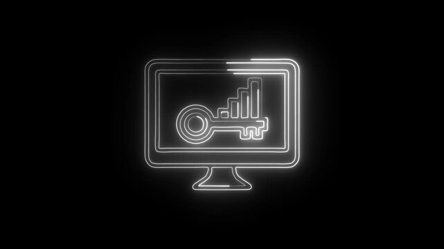 Key Data Display Icon Animation with Glowing Lines on Black Background
