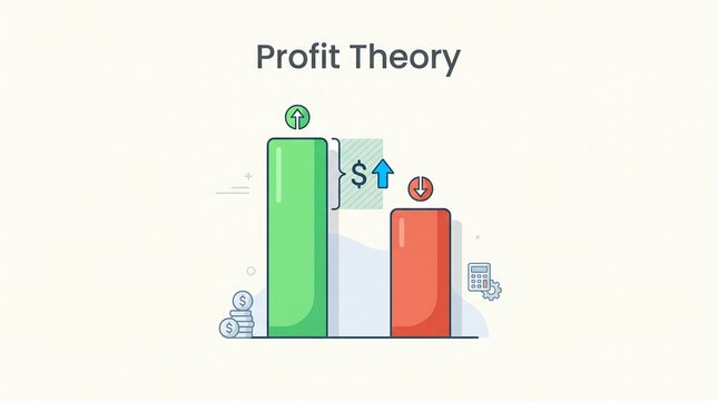 Profit theory business economics vector chart showing positive and negative financial returns