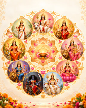 Nine Forms of Goddess Durga , Navadurga Hindu Festival