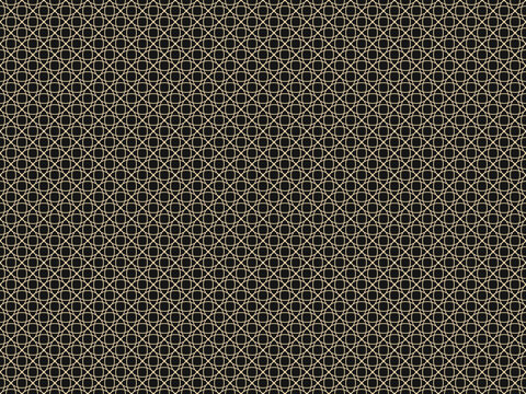 Seamless geometric pattern with interlocking golden circles and thin lines transparent background