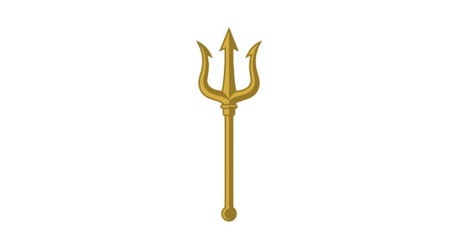 Golden trident weapon or symbol vector illustration