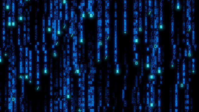 Intricate digital data matrix design with a dense array of interconnected lines and shapes in varying brightness on a dark background, ideal for educational technology.