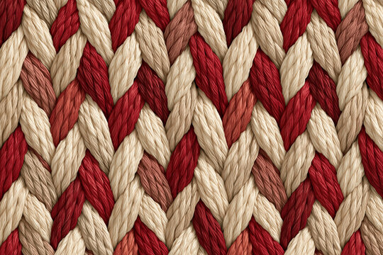 Seamless Braided Pattern Texture with Red and Beige Threads