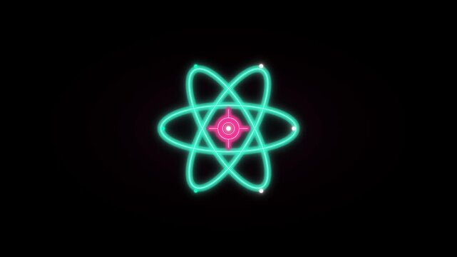 Quantum Core Atom Orbit Physics Neon Glowing Kinetic Motion Loop in Ultra HD 4K