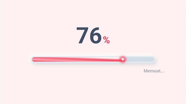 Soft rose pink progress bar loading interface at zero percent on light background