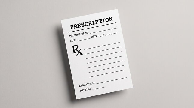 Blank medical prescription pad for doctor medication orders.