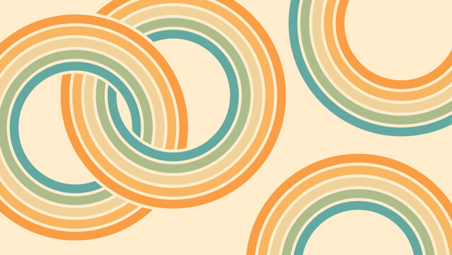 Abstract background of rainbow groovy Wavy Line design in 1970s Hippie Retro style. Vector pattern ready to use for cloth, textile, wrap and other.