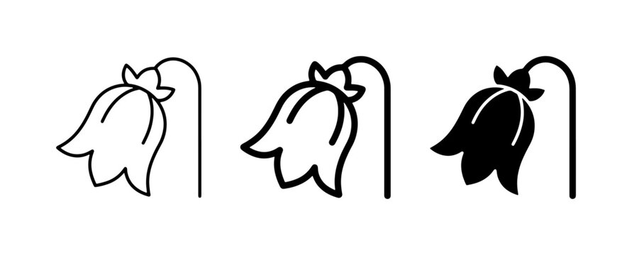 Bluebell flower icon glyph and outline for nature