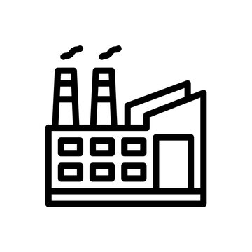 Industrial Factory Building Icon With Chimney Smoke