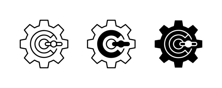 Gear customization icon, solid, flat, glyph for app and web