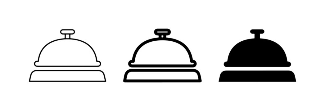 Hotel bell icon line and solid glyph for app