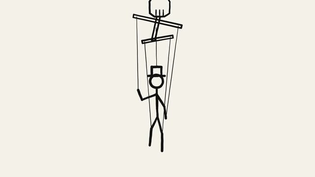 Stick Figure Puppets Hanging From Strings Animation