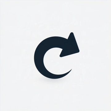 Simple Flat Navy Blue Curved Circular Arrow Icon on a Clean White Background