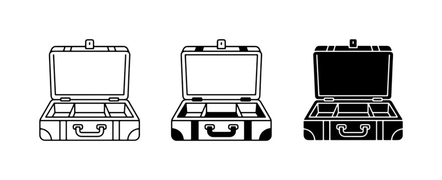 Open suitcase icon glyph for travel and business
