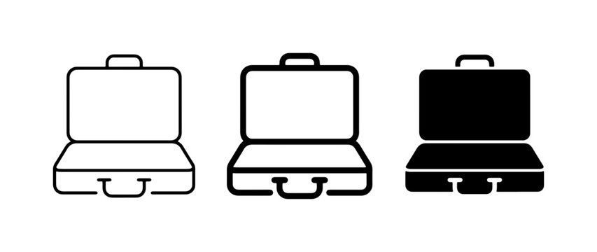 Open briefcase icon, glyph for business and travel