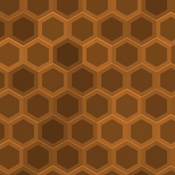 正方形フォーマットダークハニーのハニカム模様の背景（シームレスループ）
